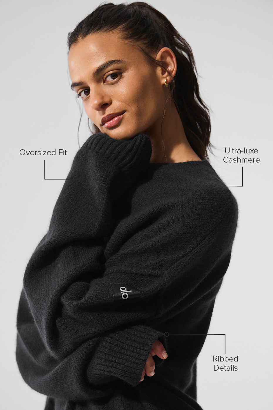 alo Unisex Wool Cashmere New Class Crewneck Sweater - Black