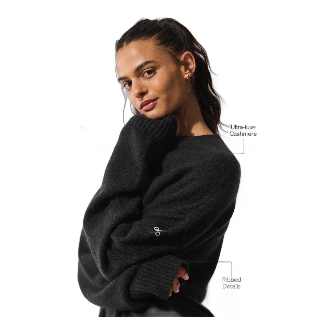 alo Unisex Wool Cashmere New Class Crewneck Sweater - Black