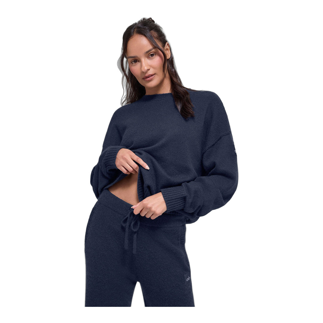 alo Unisex Wool Cashmere New Class Crewneck Sweater - Navy