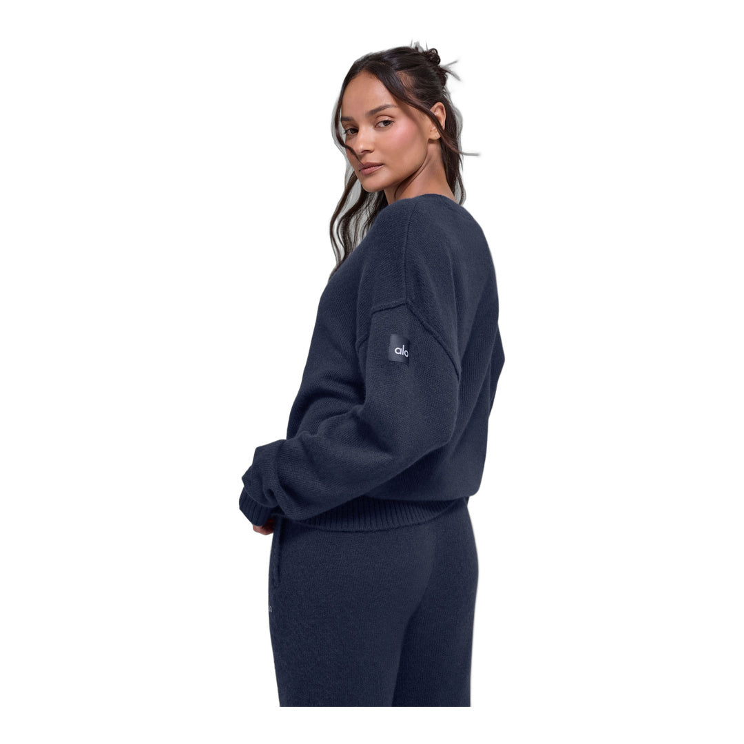 alo Unisex Wool Cashmere New Class Crewneck Sweater - Navy