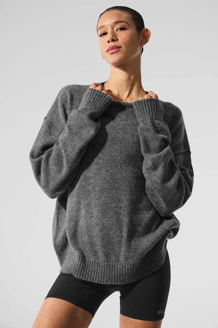 alo Unisex Wool Cashmere New Class Crewneck Sweater - Platinum Grey