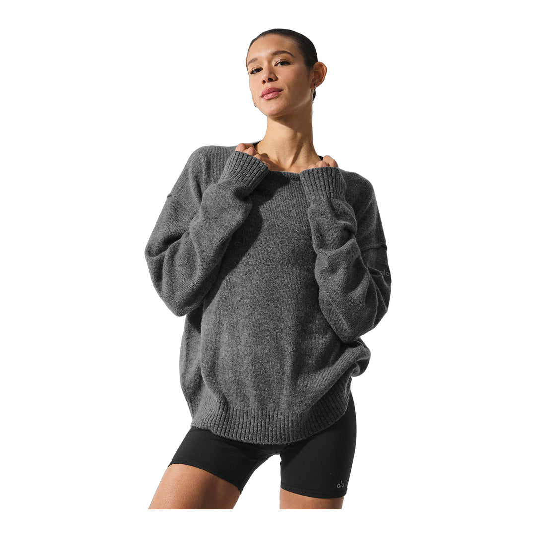 alo Unisex Wool Cashmere New Class Crewneck Sweater - Platinum Grey