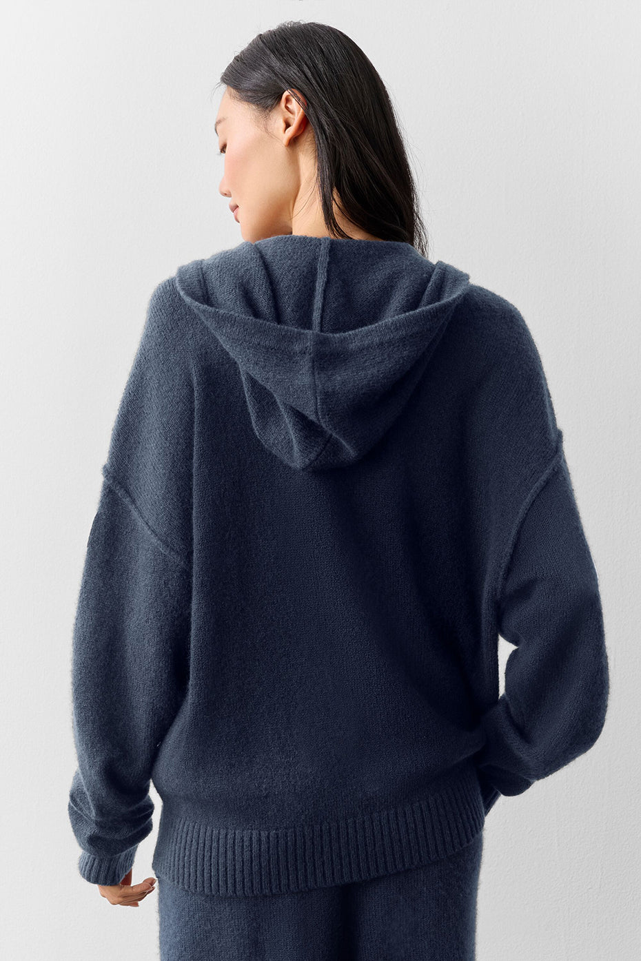 alo Wool Cashmere New Class Full Zip Hoodie - Navy