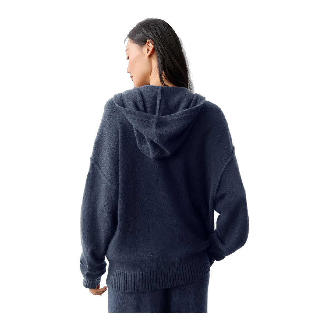 alo Wool Cashmere New Class Full Zip Hoodie - Navy