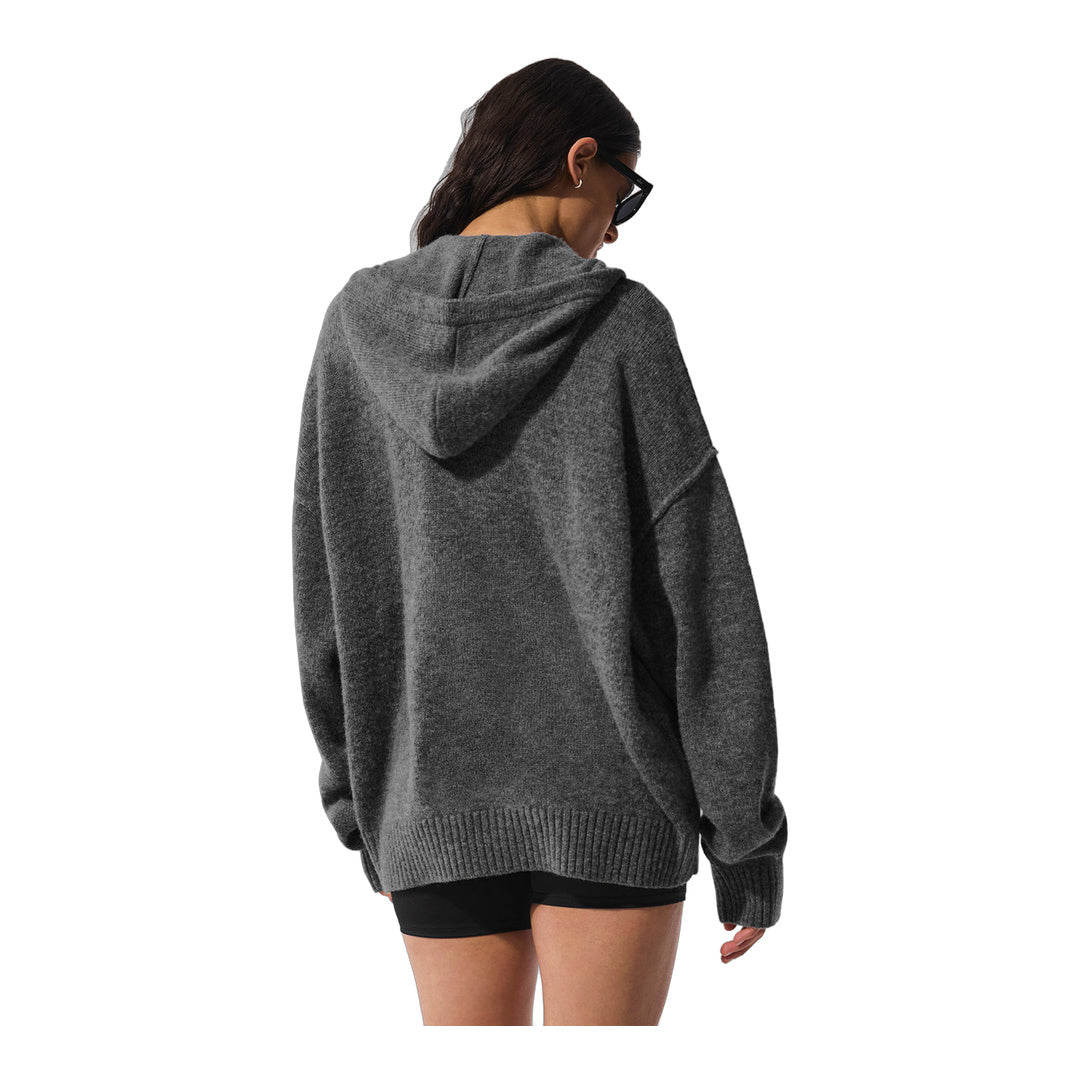 alo Wool Cashmere New Class Full Zip Hoodie - Platinum Grey