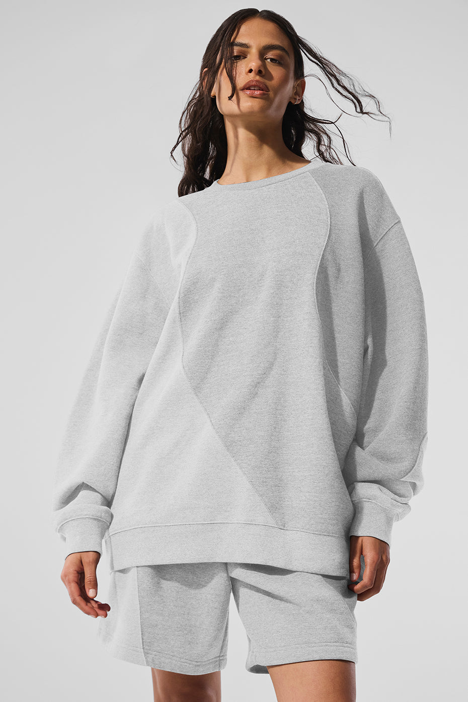 alo Make Waves Crew Neck Pullover - Athletic Heather Grey Tonal