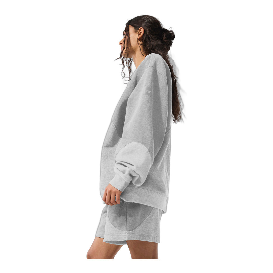 alo Make Waves Crew Neck Pullover - Athletic Heather Grey Tonal