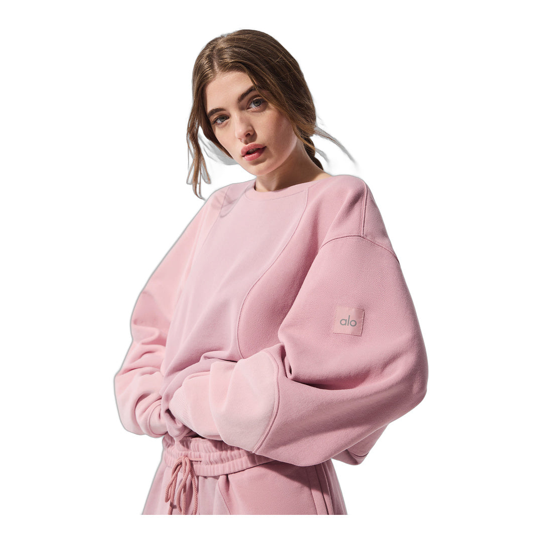 alo Make Waves Crew Neck Pullover - Sunset Pink Tonal