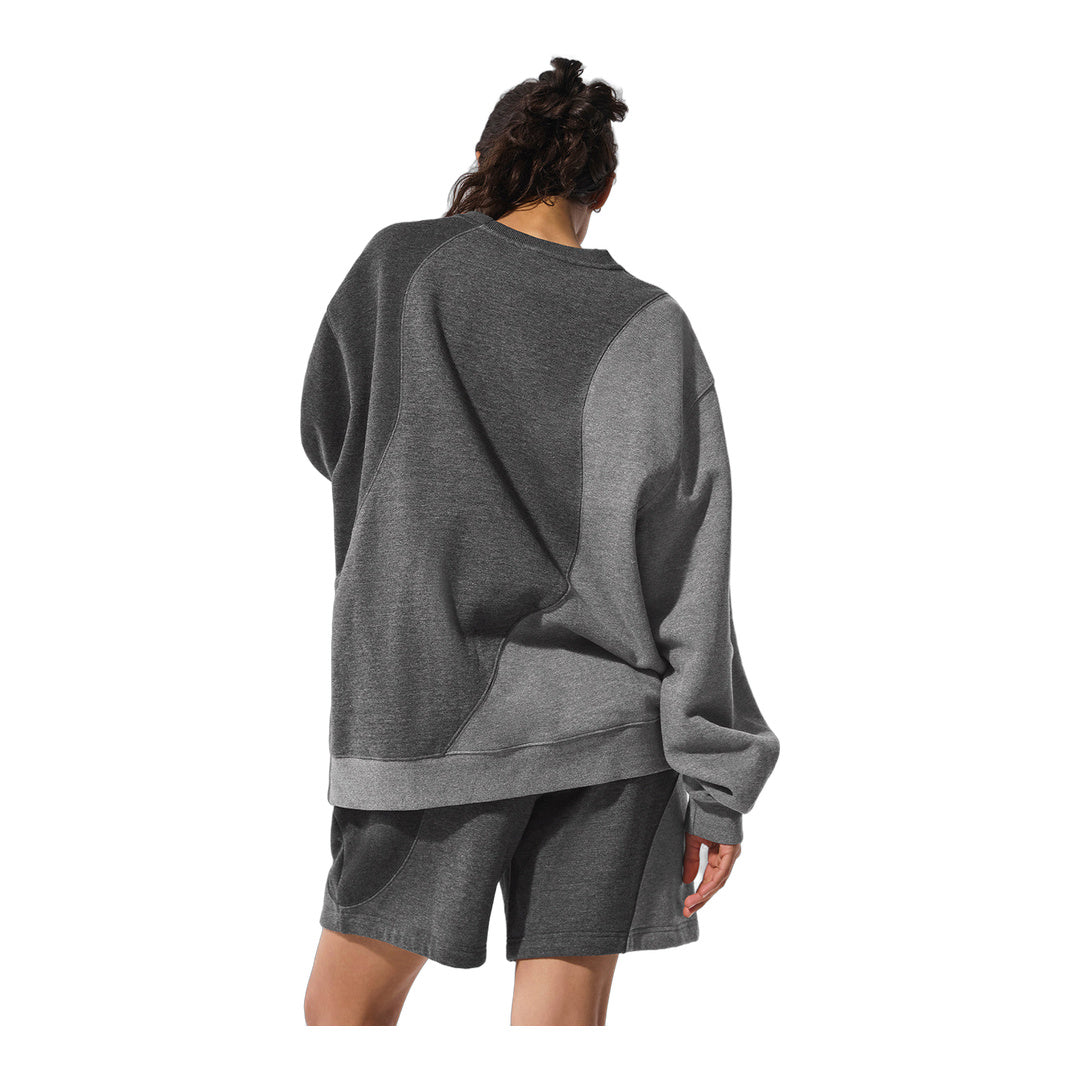 alo Make Waves Crew Neck Pullover - Dark Heather Grey Tonal