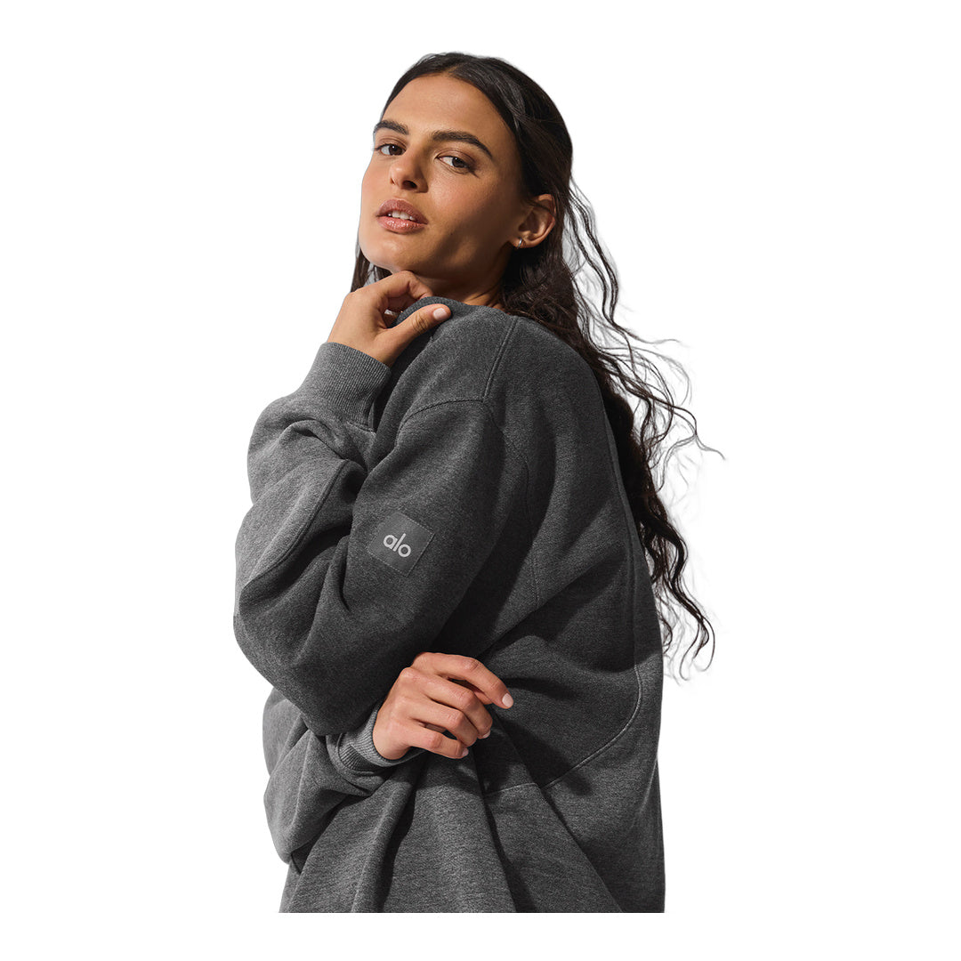 alo Make Waves Crew Neck Pullover - Dark Heather Grey Tonal