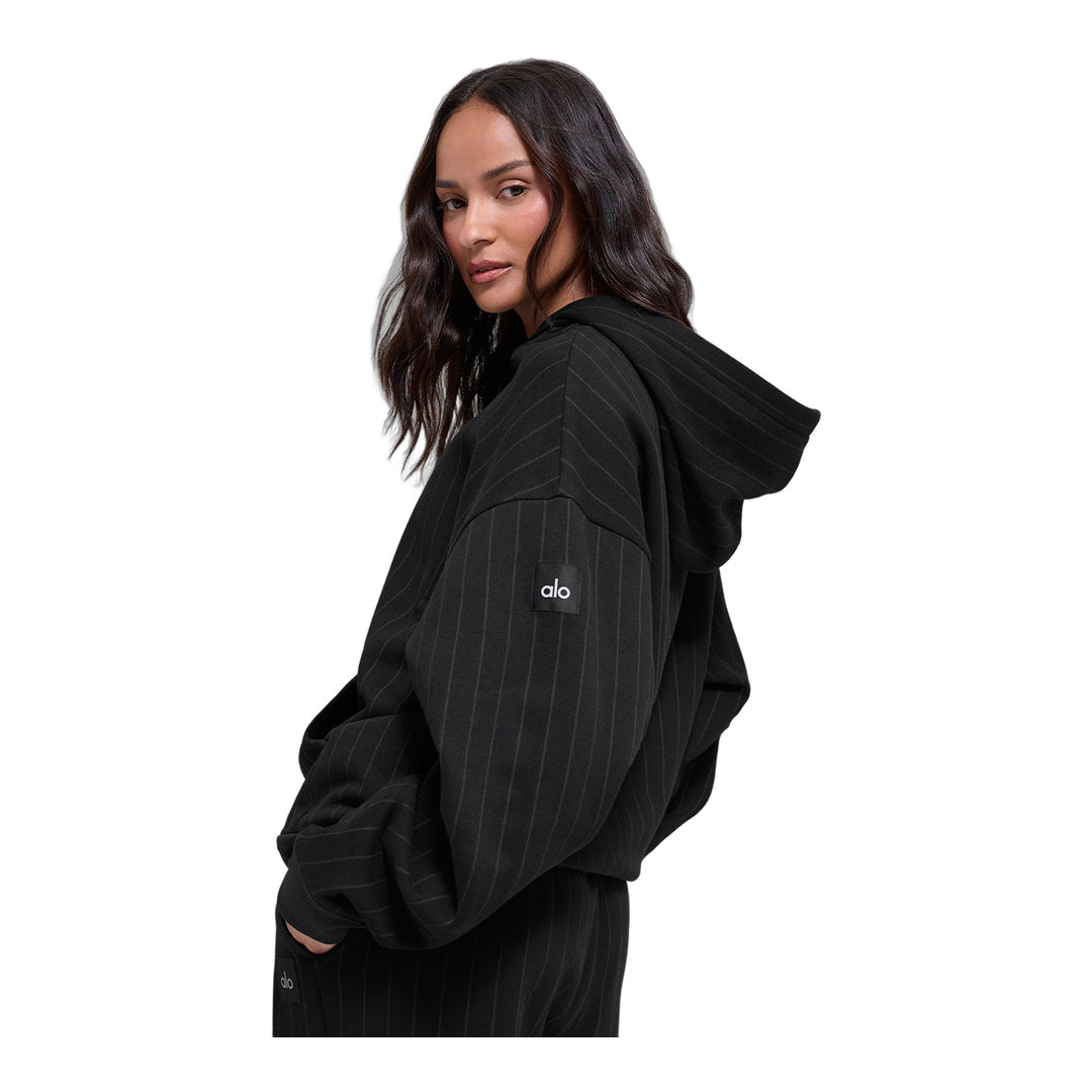 alo Pinstripe Hoodie - Black Pinstripe