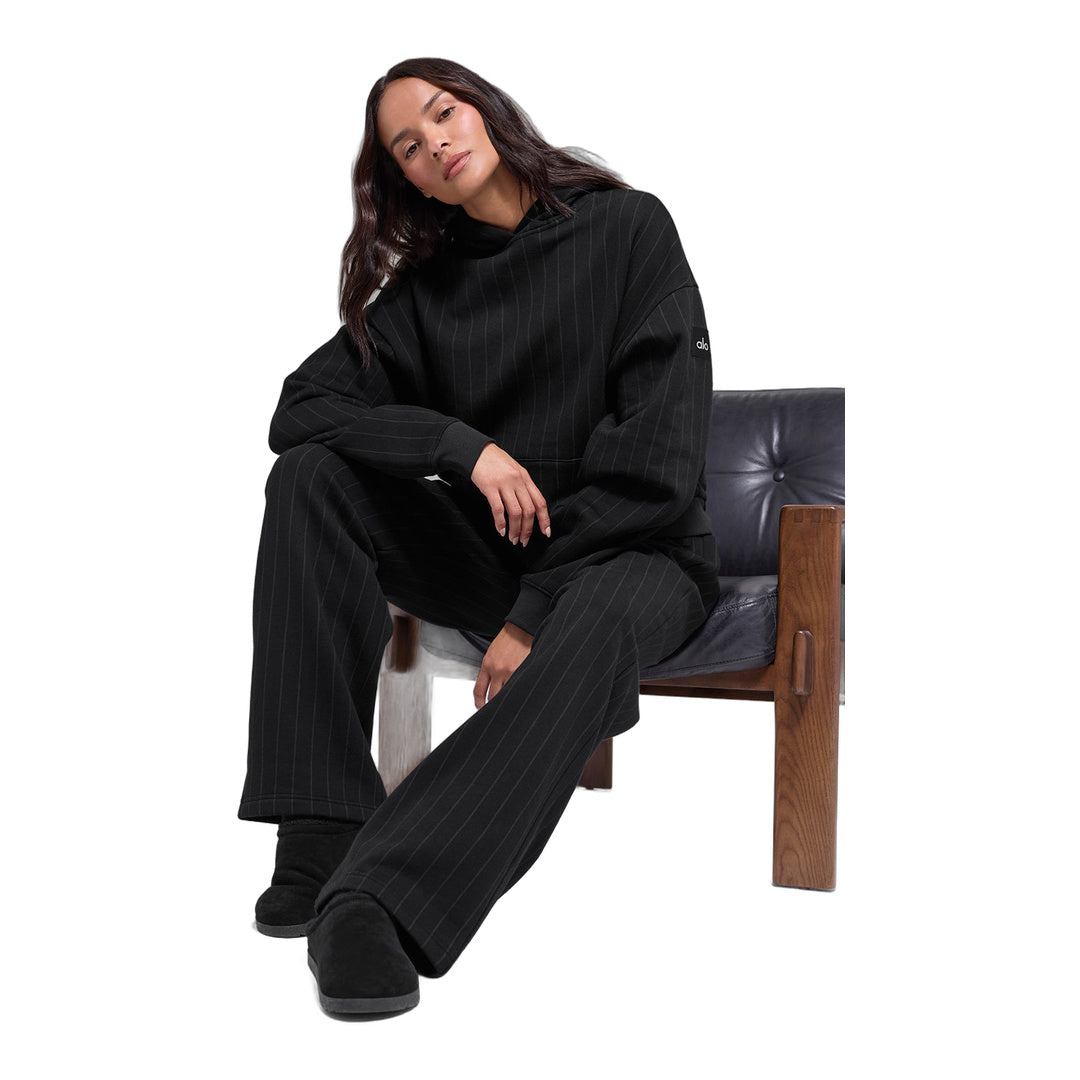 alo Pinstripe Hoodie - Black Pinstripe