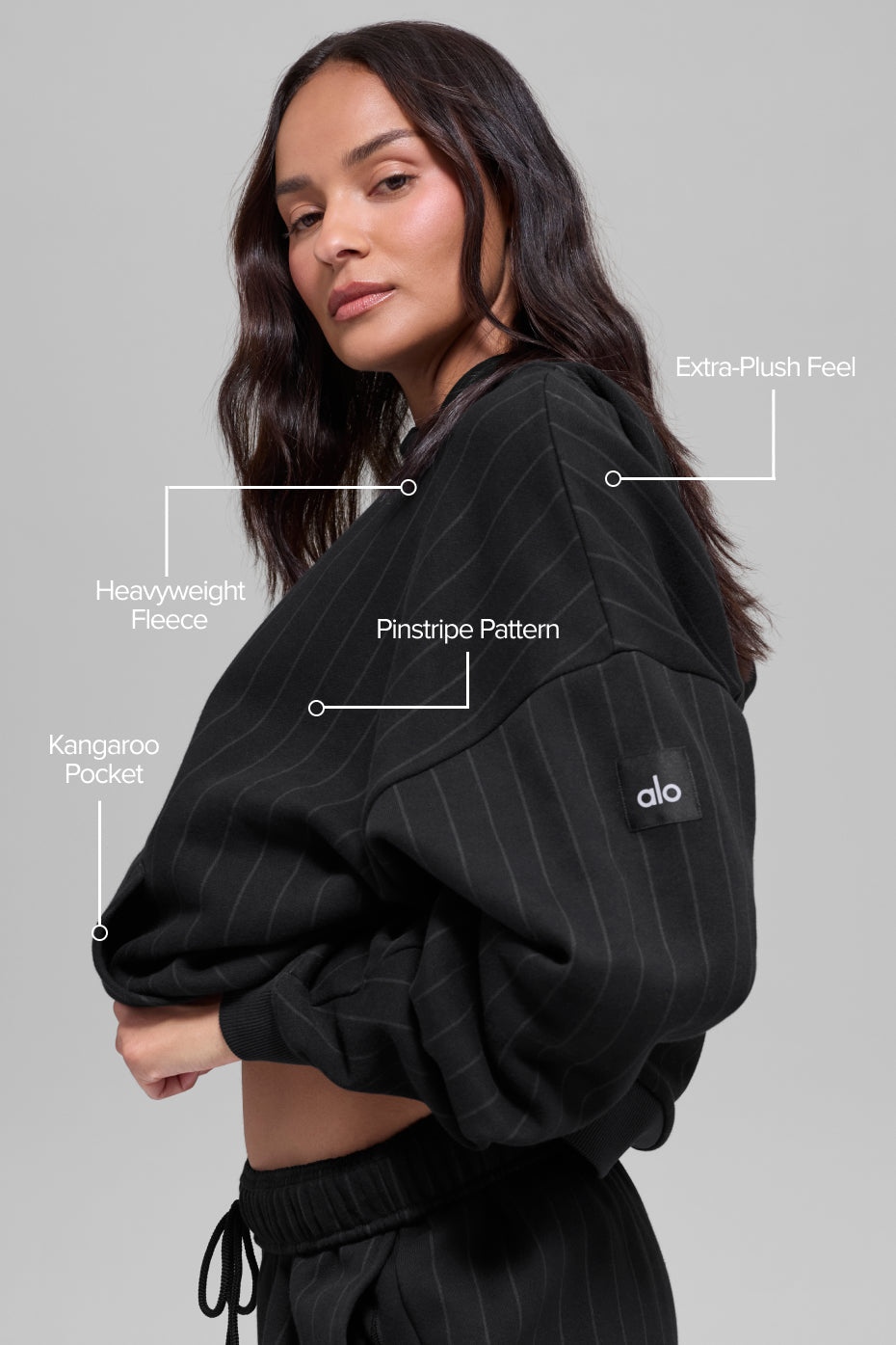 alo Pinstripe Hoodie - Black Pinstripe