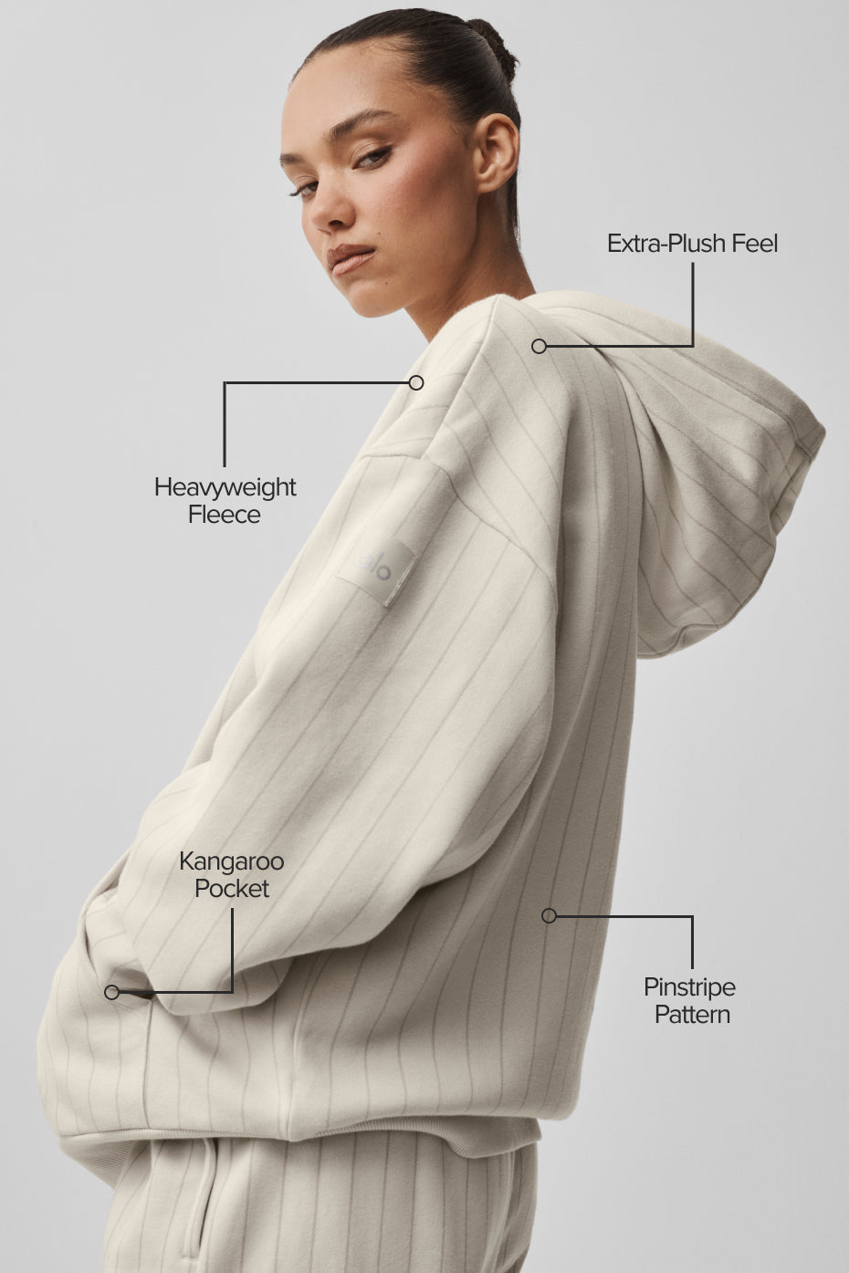 alo Pinstripe Hoodie - Bone Pinstripe