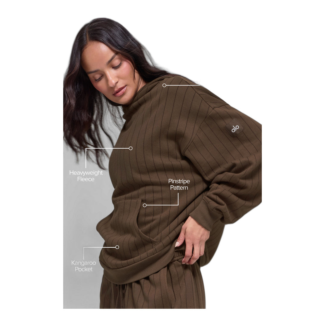 alo Pinstripe Hoodie - Espresso Pinstripe