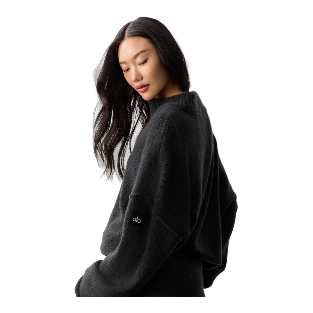 alo Wool Cashmere New Class 1/4 Zip Pullover - Black