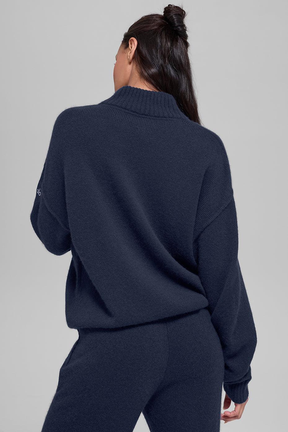 alo Wool Cashmere New Class 1/4 Zip Pullover - Navy