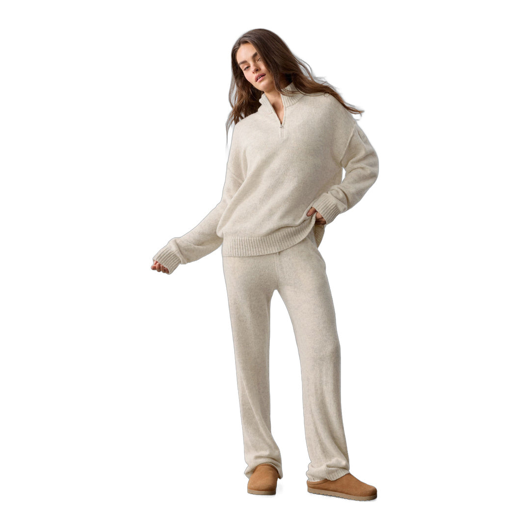 alo Wool Cashmere New Class 1/4 Zip Pullover - Oatmeal Heather