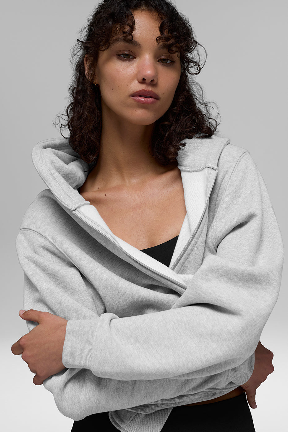 alo Renown Heavy Weight Full Zip Hoodie - Athletic Heather Grey