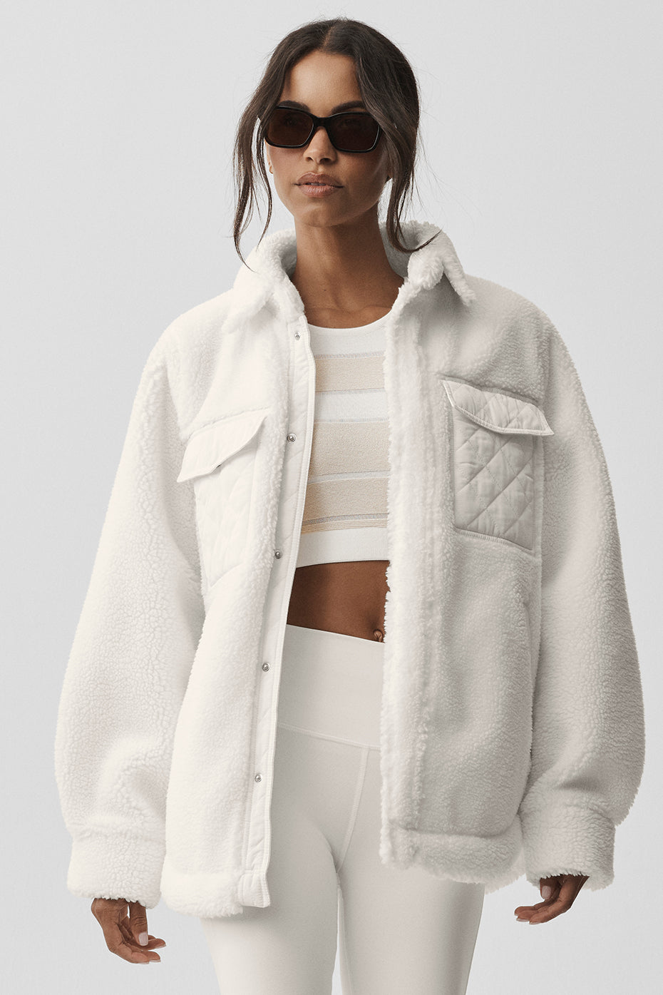 alo Sherpa Edge Shacket - Ivory