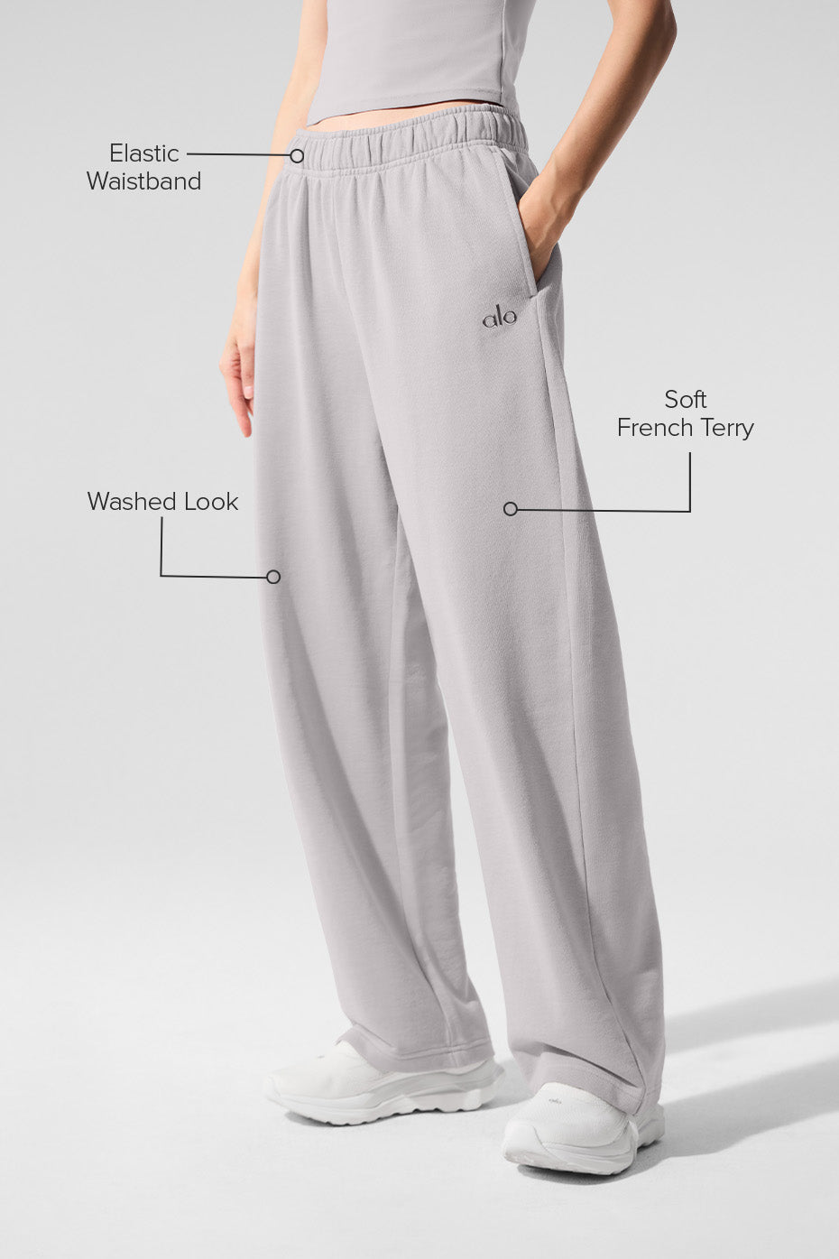 alo Washed Accolade Straight Leg Sweatpant - Grey Sky Wash