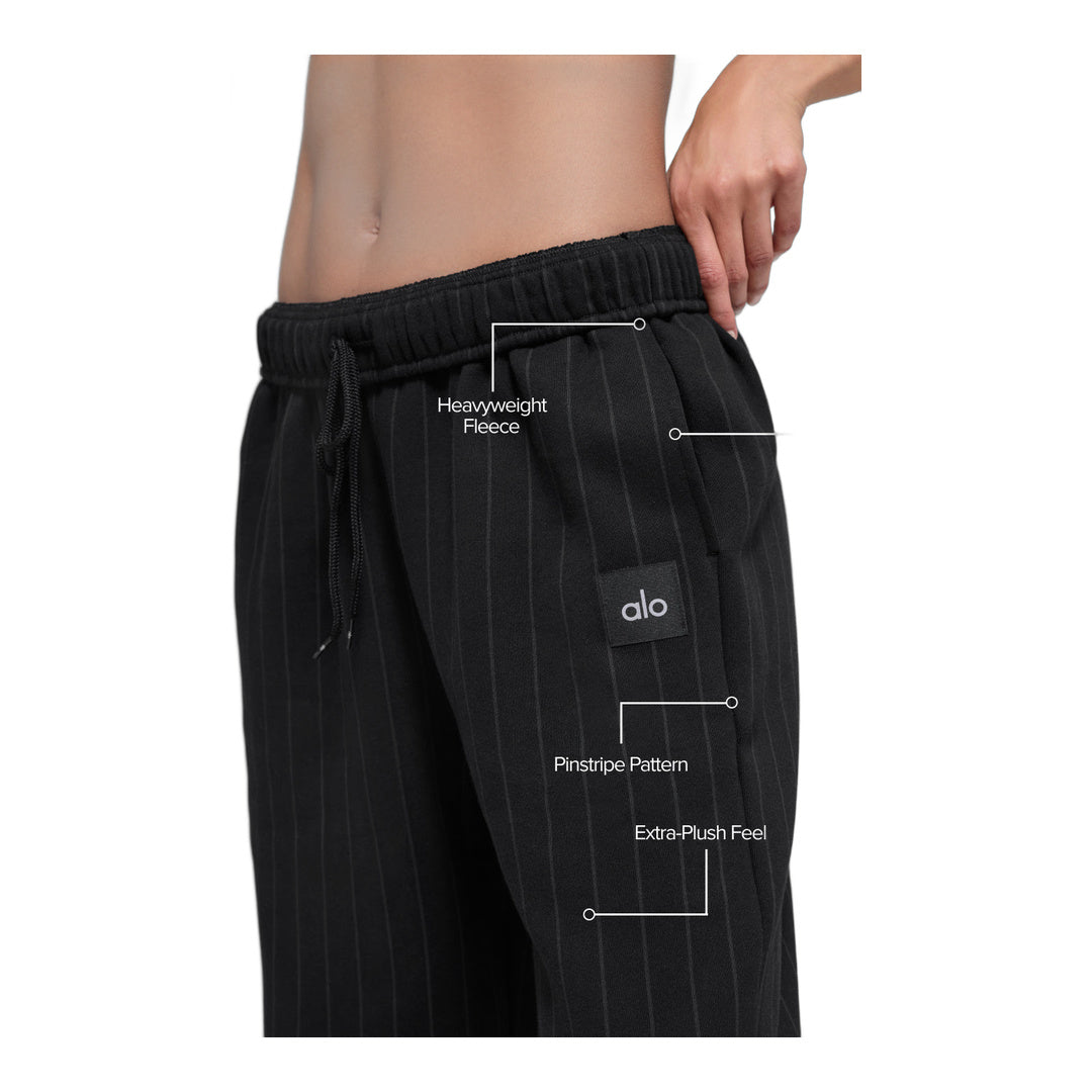 alo Pinstripe Straight Leg Sweatpant - Black Pinstripe