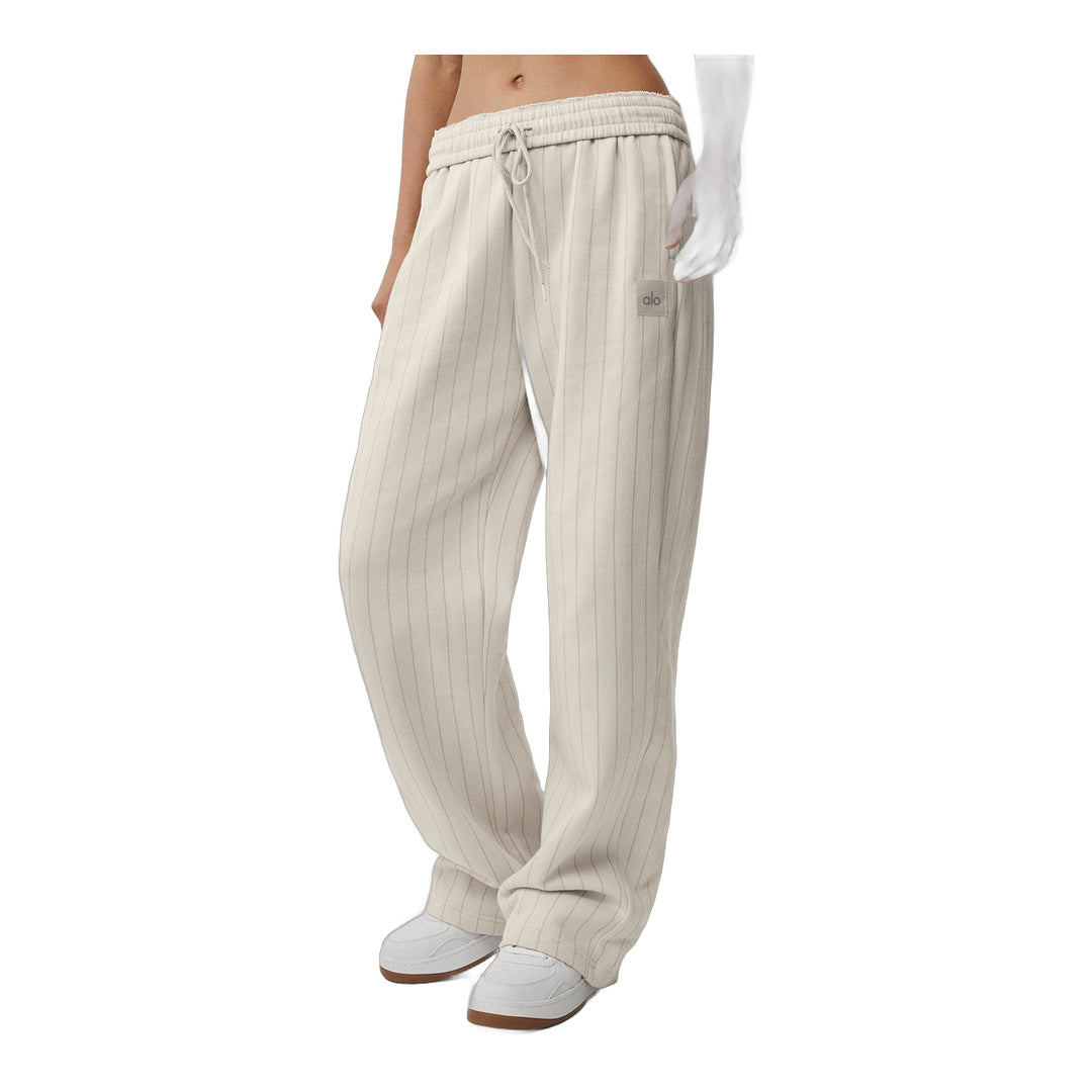 alo Pinstripe Straight Leg Sweatpant - Bone Pinstripe