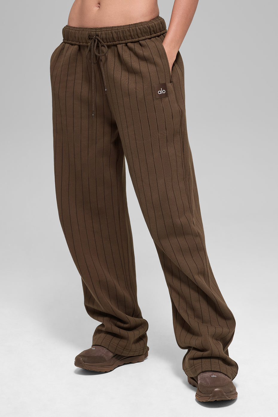 alo Pinstripe Straight Leg Sweatpant - Espresso Pinstripe