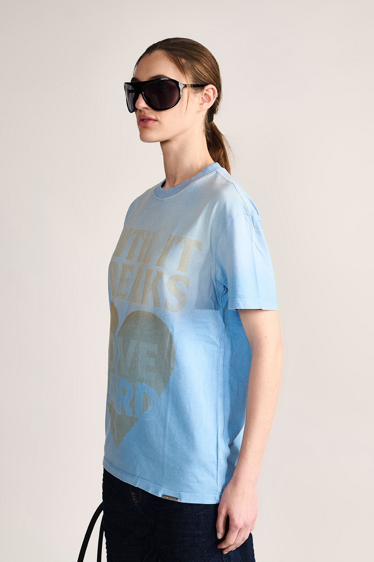 Love Hard Vintage Tee- Dust Blue