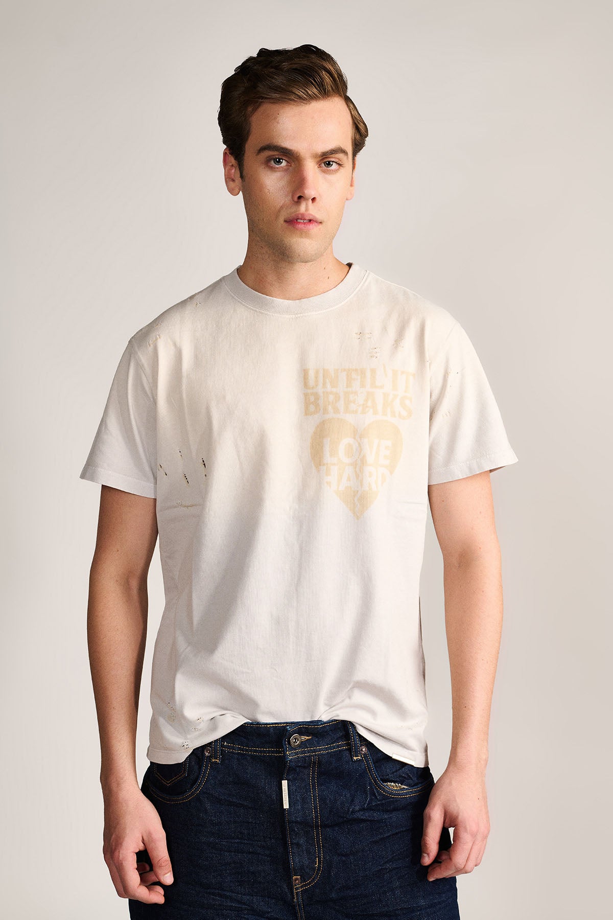 Love Hard Vintage Tee- Dust Grey