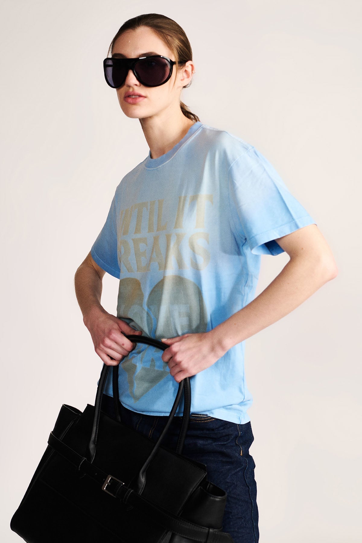 Love Hard Vintage Tee- Dust Blue
