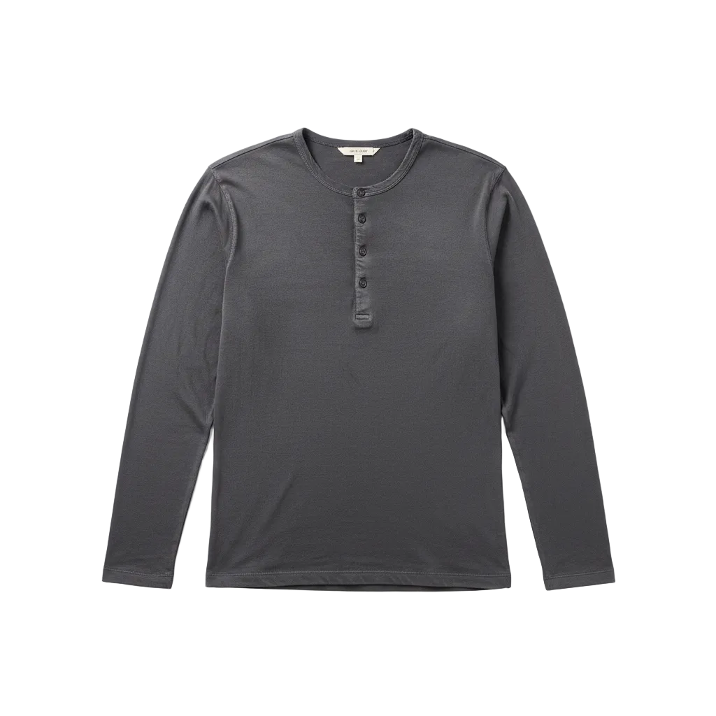WORN BLACK HENLEY- TEE