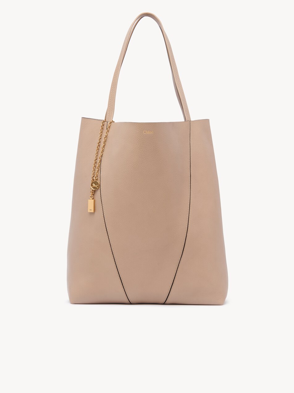 CHLOE Large Chloé Spin tote bag in grained leather Boyish Brown