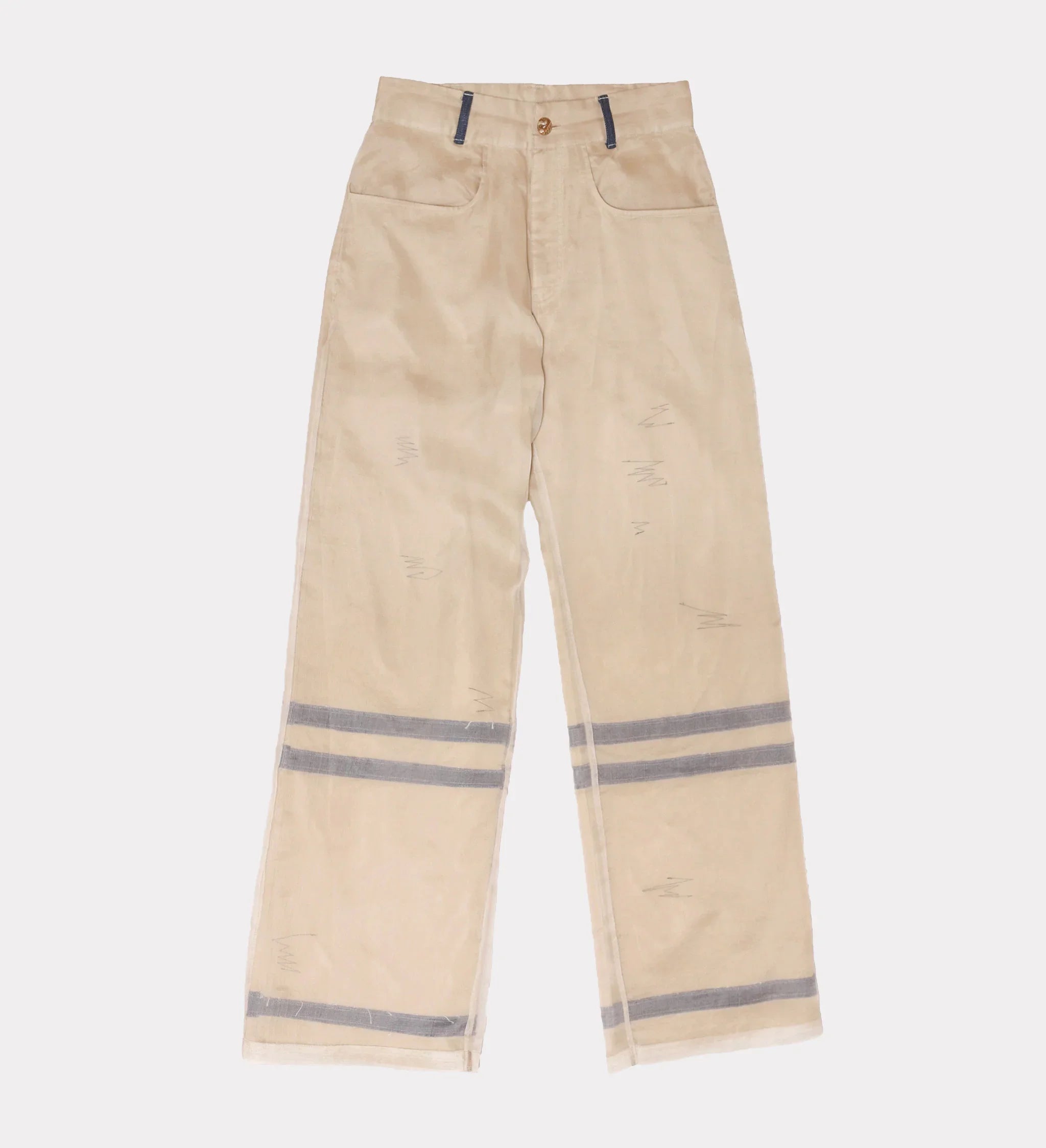 'Veil' Organza Twill Embroidered Pant