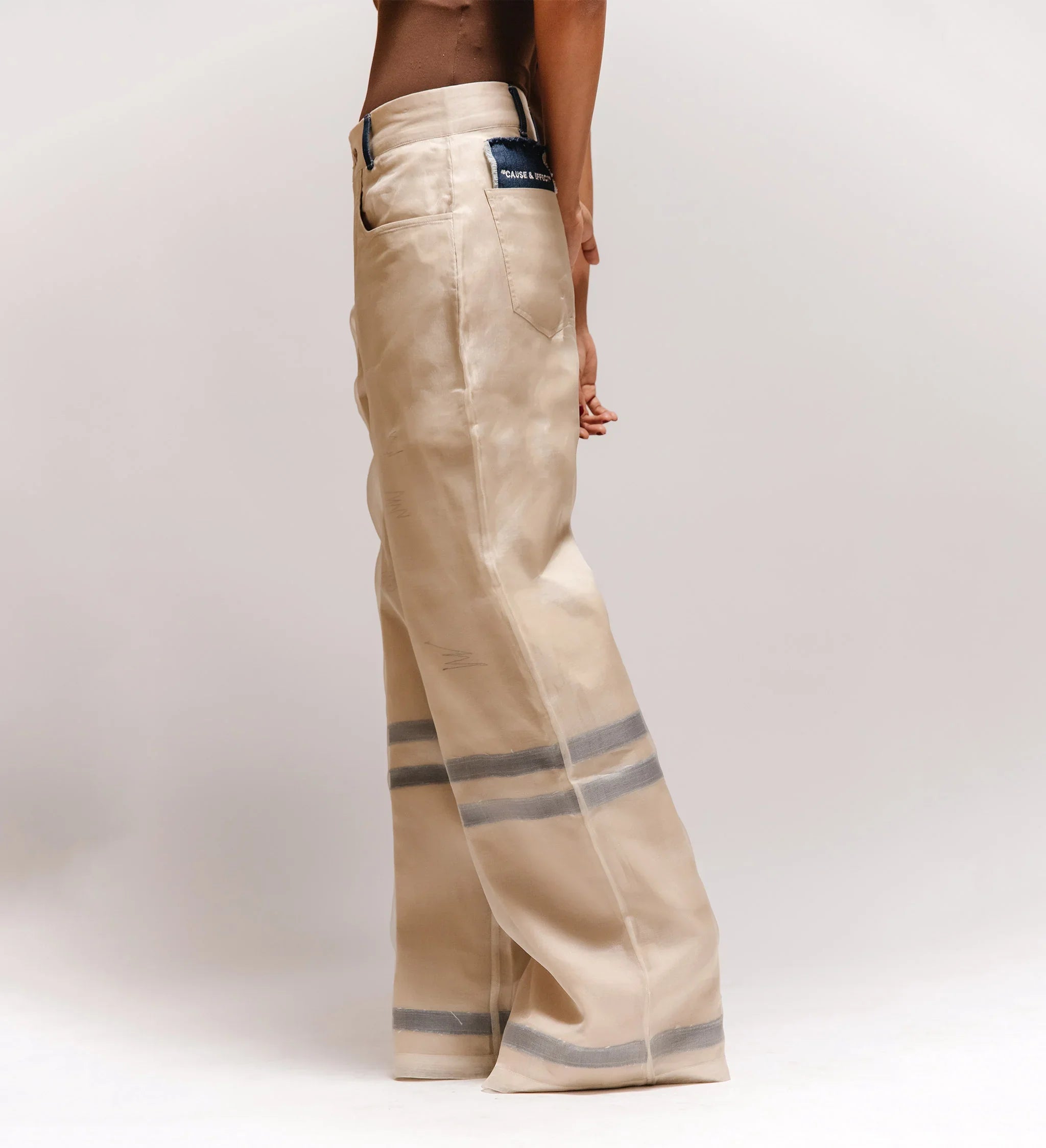 'Veil' Organza Twill Embroidered Pant