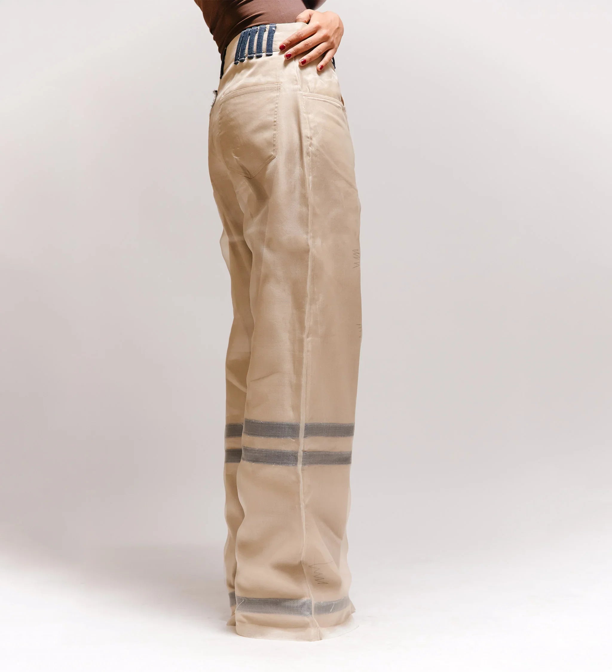 'Veil' Organza Twill Embroidered Pant