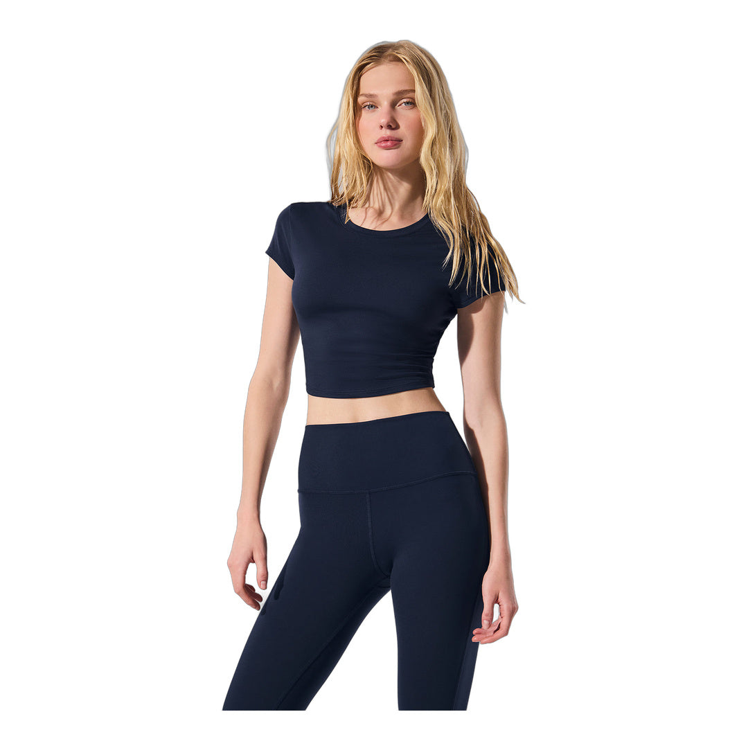 alo Alosoft Crop Finesse Short Sleeve - Navy