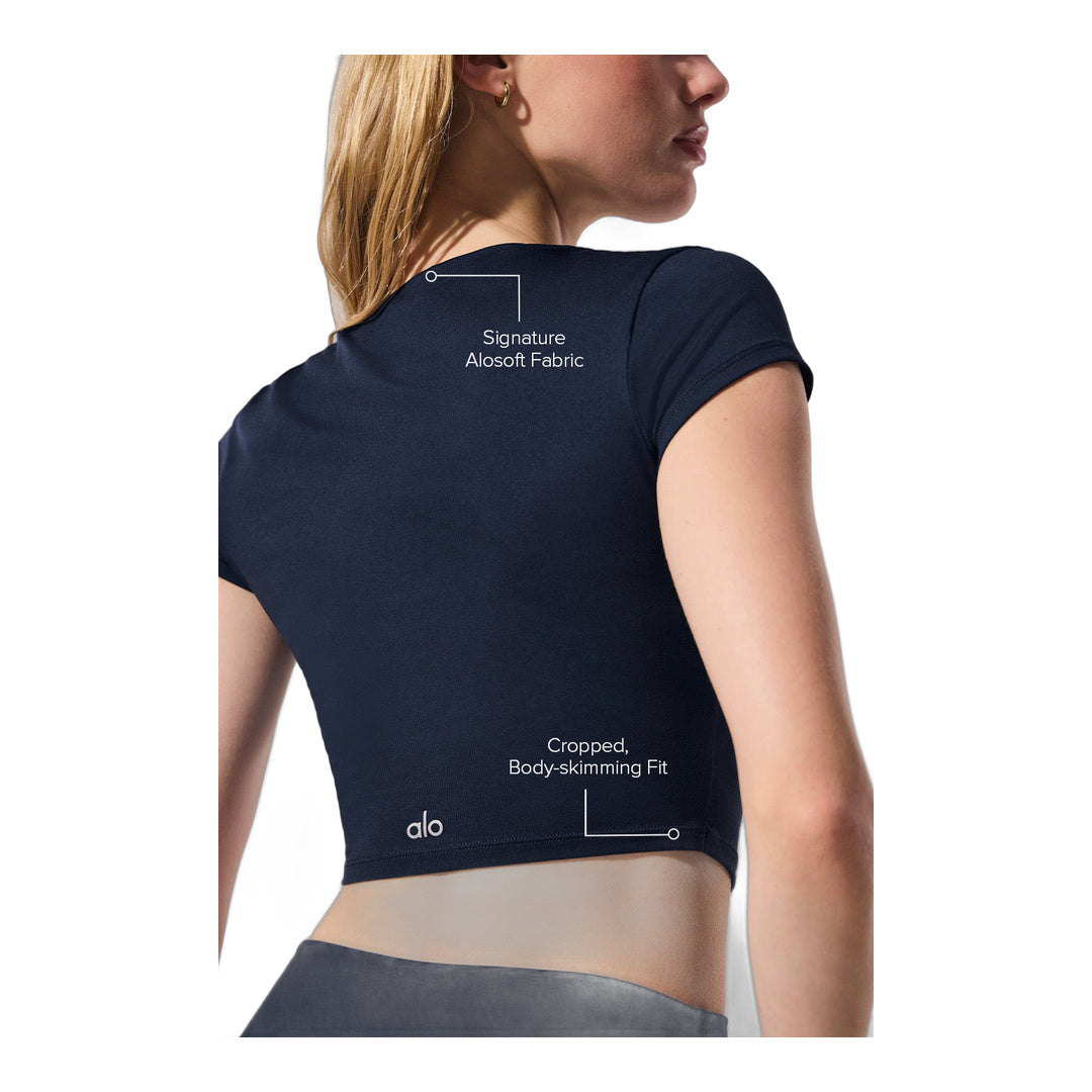 alo Alosoft Crop Finesse Short Sleeve - Navy