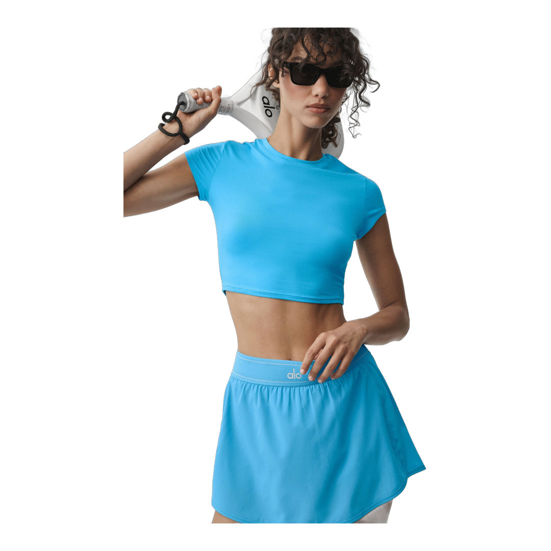 alo Alosoft Crop Finesse Short Sleeve - Azure Blue
