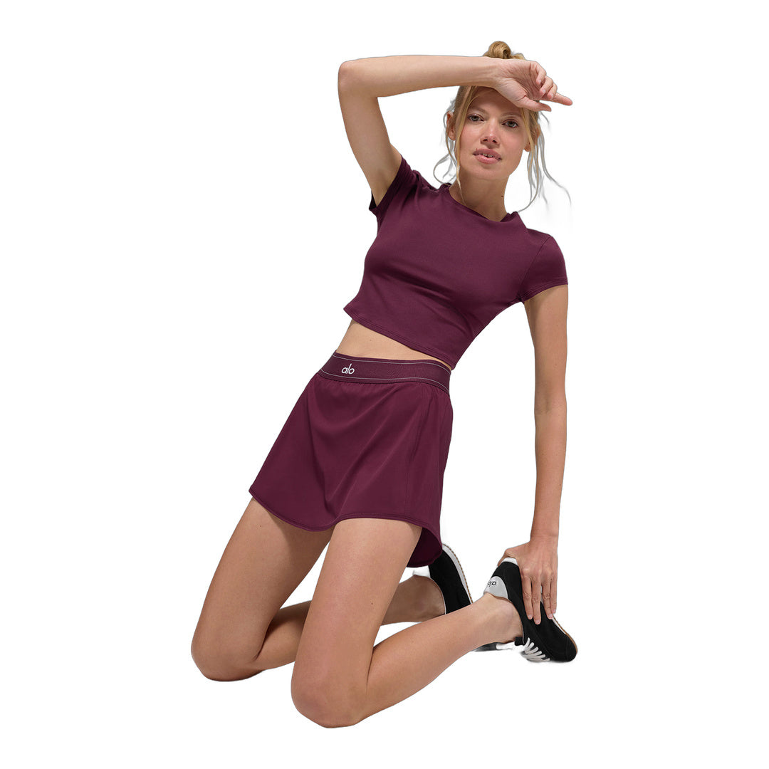 alo Alosoft Crop Finesse Short Sleeve - Burgundy