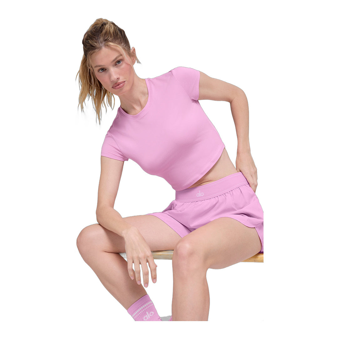 alo Alosoft Crop Finesse Short Sleeve - Candy Heart Pink