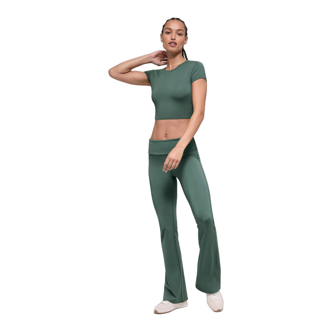 alo Alosoft Crop Finesse Short Sleeve - Clover Green