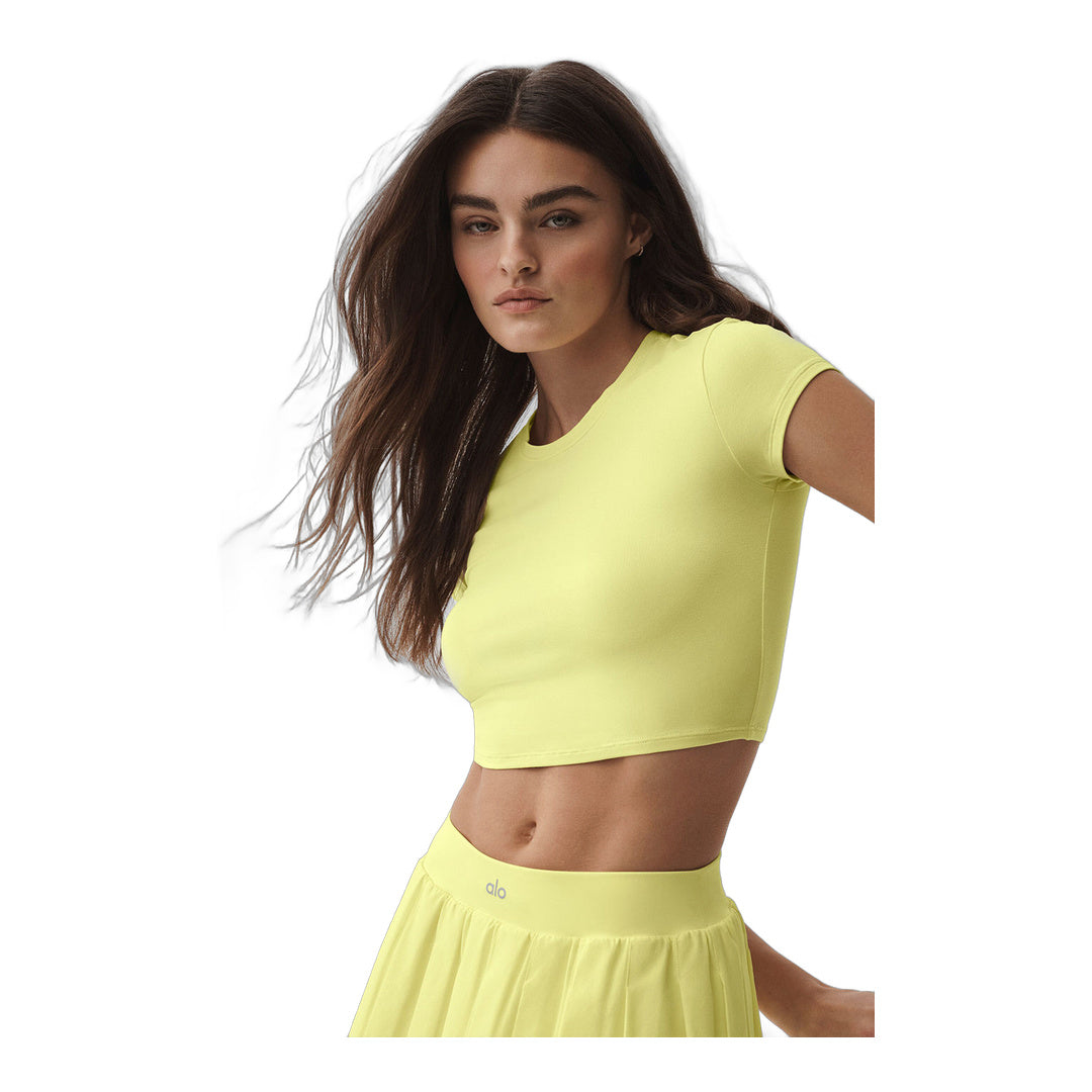 alo Alosoft Crop Finesse Short Sleeve - Sunshine