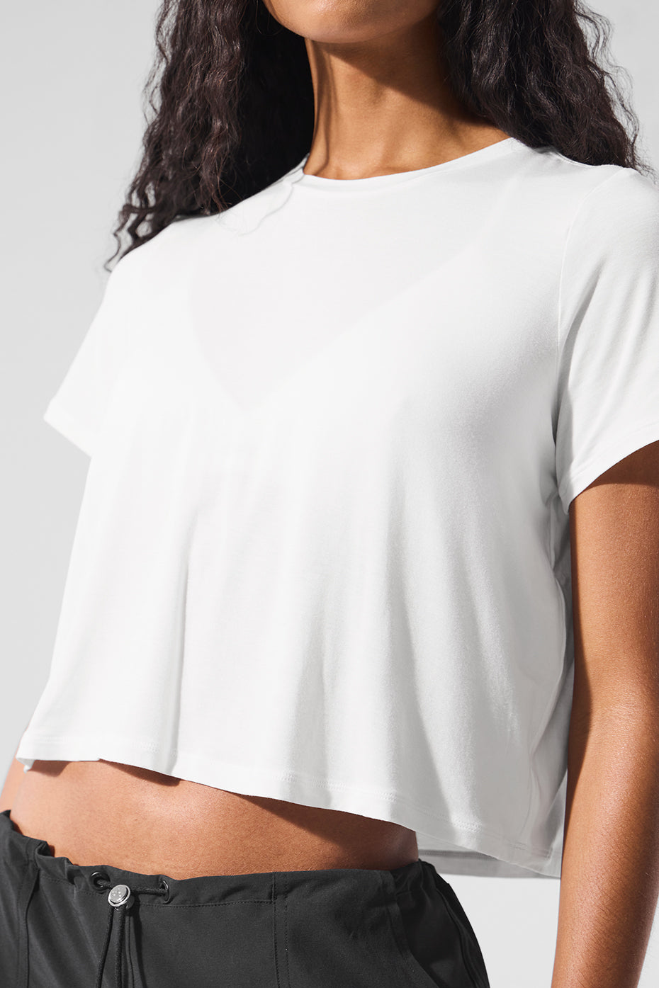 alo Cropped All Day Short Sleeve - White