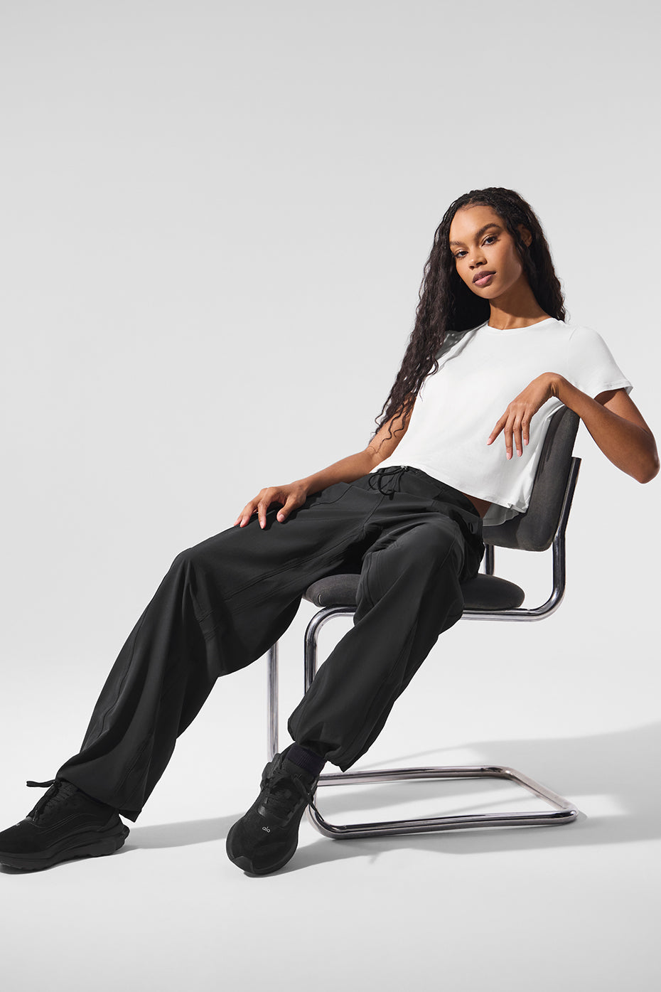 alo Cropped All Day Short Sleeve - White
