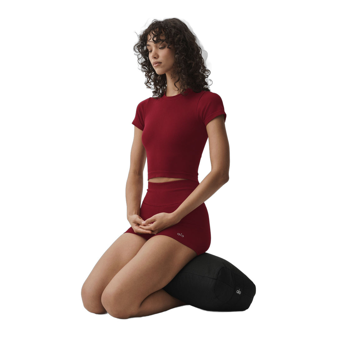 alo Seamless Modal Ribbed Cropped Short Sleeve - Summer Romance Red
