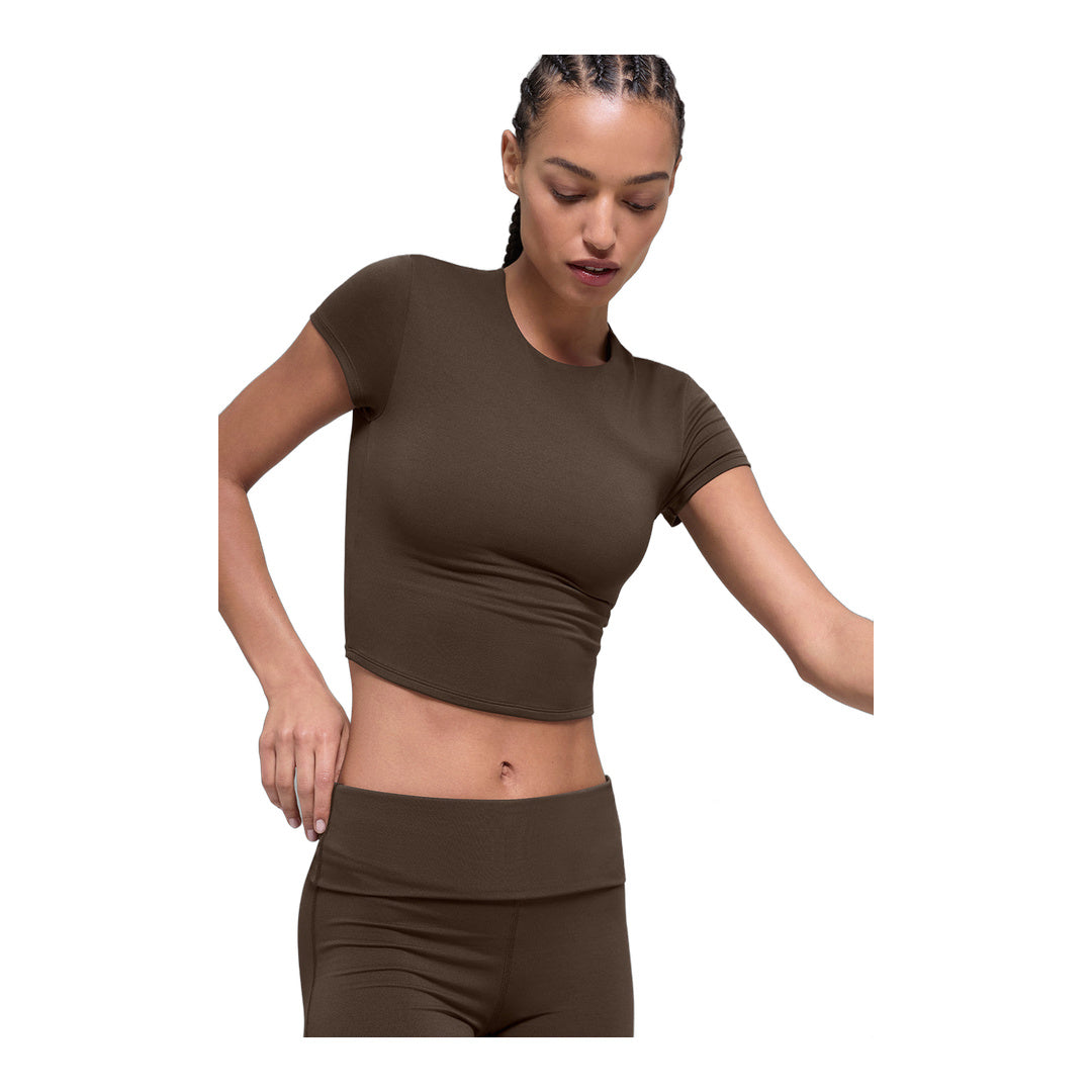 alo ALO Softsculpt Precision Short Sleeve Top - Espresso