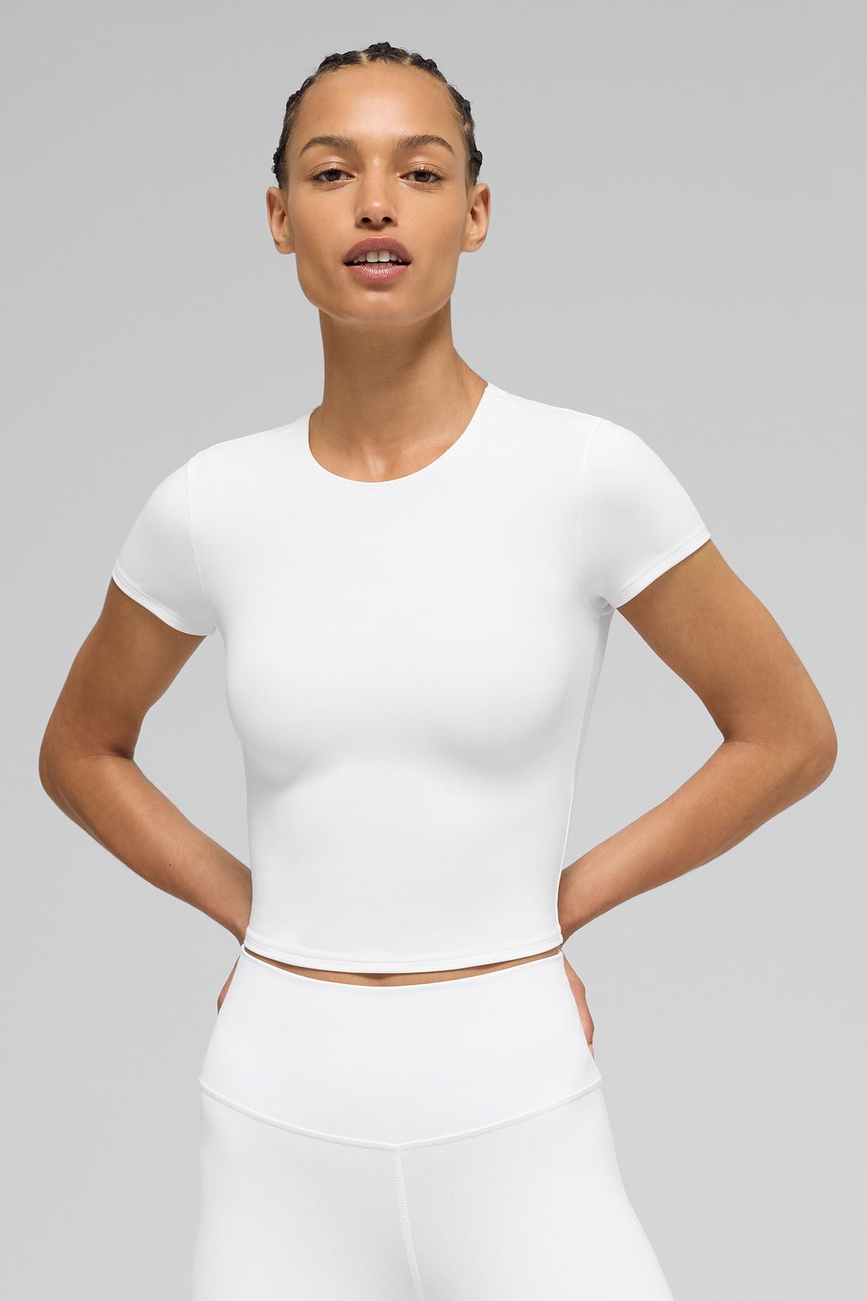 alo ALO Softsculpt Precision Short Sleeve Top - White