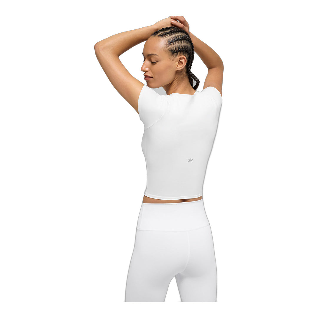 alo ALO Softsculpt Precision Short Sleeve Top - White