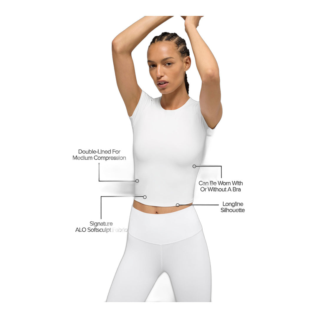 alo ALO Softsculpt Precision Short Sleeve Top - White